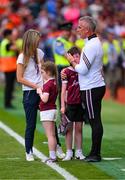 28 July 2024; Galway manager Padraic Joyce with his wife Tracey, daughter Jodie, and son Charlie after the GAA Football All-Ireland Senior Championship Final match between Armagh and Galway at Croke Park in Dublin. Photo by Ray McManus/Sportsfile