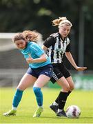 28 July 2024; Caolan Carroll of Whitehall Rangers in action against Sarah Ryan of Terenure Rangers during the FAI Women's Amateur Cup Final 2024 match between Whitehall Rangers and Terenure Rangers at UCD Bowl in Dublin. Photo by Michael P Ryan/Sportsfile