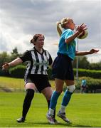 28 July 2024; Caroline Thorpe of Terenure Rangers in action against Megan Boggs of Whitehall Rangers during the FAI Women's Amateur Cup Final 2024 match between Whitehall Rangers and Terenure Rangers at UCD Bowl in Dublin. Photo by Michael P Ryan/Sportsfile