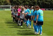 28 July 2024; Players from both sides during the pre match handshake before the FAI Women's Amateur Cup Final 2024 match between Whitehall Rangers and Terenure Rangers at UCD Bowl in Dublin. Photo by Michael P Ryan/Sportsfile