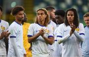 28 July 2024; Saimon Nadélia Bouabré of France after his side's defeat in the UEFA European U19 Championship finals match between Spain and France at the National Football Stadium at Windsor Park, Belfast. Photo by Shauna Clinton/Sportsfile