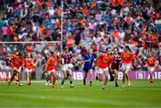 28 July 2024; Wallis Ashmore, Marshalstown NS, Marshalstown, Wexford, representing Galway during the GAA INTO Cumann na mBunscol Respect Exhibition Go Games at the GAA Football All-Ireland Senior Championship Final match between Armagh and Galway at Croke Park in Dublin. Photo by Ray McManus/Sportsfile