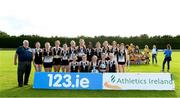 28 July 2024; The East Cork team that came third in the Womens County event at the 123.ie National Track and Field League Final at Tullamore Harriers Athletics Club in Offaly. Photo by Matt Browne/Sportsfile