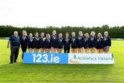 28 July 2024; The Galway team who came second in the Women's County event at the 123.ie National Track and Field League Final at Tullamore Harriers Athletics Club in Offaly. Photo by Matt Browne/Sportsfile