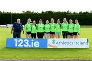 28 July 2024; The St. Abbans A.C. team who came second in the Division One event during the 123.ie National Track and Field League Final at Tullamore Harriers Athletics Club in Offaly. Photo by Matt Browne/Sportsfile