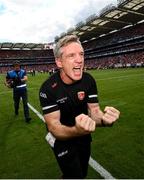 28 July 2024; Armagh manager Kieran McGeeney celebrates after the GAA Football All-Ireland Senior Championship Final match between Armagh and Galway at Croke Park in Dublin. Photo by Ramsey Cardy/Sportsfile