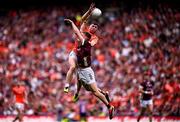 28 July 2024; Oisin Conaty of Armagh in action against Dylan McHugh of Galway during the GAA Football All-Ireland Senior Championship Final match between Armagh and Galway at Croke Park in Dublin. Photo by Ramsey Cardy/Sportsfile