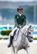27 July 2024; Austin O’Connor of Team Ireland riding Colorado Blue during the eventing individual dressage at the Château de Versailles during the 2024 Paris Summer Olympic Games in Paris, France. Photo by Pierre Costabadie/Sportsfile
