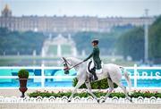 27 July 2024; Austin O’Connor of Team Ireland riding Colorado Blue during the eventing individual dressage at the Château de Versailles during the 2024 Paris Summer Olympic Games in Paris, France. Photo by Pierre Costabadie/Sportsfile