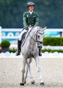 27 July 2024; Austin O’Connor of Team Ireland riding Colorado Blue during the eventing individual dressage at the Château de Versailles during the 2024 Paris Summer Olympic Games in Paris, France. Photo by Pierre Costabadie/Sportsfile