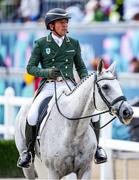 27 July 2024; Austin O’Connor of Team Ireland riding Colorado Blue during the eventing individual dressage at the Château de Versailles during the 2024 Paris Summer Olympic Games in Paris, France. Photo by Pierre Costabadie/Sportsfile
