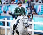 27 July 2024; Austin O’Connor of Team Ireland riding Colorado Blue during the eventing individual dressage at the Château de Versailles during the 2024 Paris Summer Olympic Games in Paris, France. Photo by Pierre Costabadie/Sportsfile