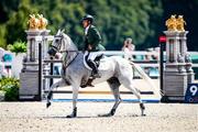29 July 2024; Austin O'Connor of Team Ireland riding Colorado Blue during the eventing individual showjumping at the Château de Versailles during the 2024 Paris Summer Olympic Games in Paris, France. Photo by Pierre Costabadie/Sportsfile