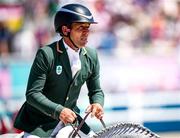 29 July 2024; Austin O'Connor of Team Ireland riding Colorado Blue during the eventing individual showjumping at the Château de Versailles during the 2024 Paris Summer Olympic Games in Paris, France. Photo by Pierre Costabadie/Sportsfile