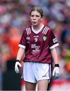 28 July 2024; Wallis Ashmore, Marshalstown NS, Marshalstown, Wexford, representing Galway during the GAA INTO Cumann na mBunscol Respect Exhibition Go Games at the GAA Football All-Ireland Senior Championship Final match between Armagh and Galway at Croke Park in Dublin. Photo by Ben McShane/Sportsfile