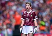 28 July 2024; Wallis Ashmore, Marshalstown NS, Marshalstown, Wexford, representing Galway during the GAA INTO Cumann na mBunscol Respect Exhibition Go Games at the GAA Football All-Ireland Senior Championship Final match between Armagh and Galway at Croke Park in Dublin. Photo by Ben McShane/Sportsfile