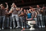 29 July 2024; Armagh manager Kieran McGeeney at the homecoming celebrations of the All-Ireland Senior Football Champions at BOX-IT Athletic Grounds in Armagh. Photo by Ramsey Cardy/Sportsfile