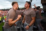 29 July 2024; Rian O'Neill, left, and Stefan Campbell at the homecoming celebrations of the All-Ireland Senior Football Champions at BOX-IT Athletic Grounds in Armagh. Photo by Ramsey Cardy/Sportsfile