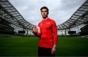 30 July 2024; Budweiser ambassador Joey Carbery at the Aviva Stadium in Dublin. Budweiser is the Official Beer Partner of the Aer Lingus College Football Classic this August 24th. To be in with a chance to win tickets to the game, fans can visit Budweiser.ie. Photo by David Fitzgerald/Sportsfile