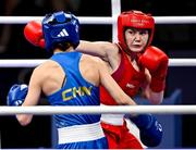 30 July 2024; Jennifer Lehane of Team Ireland, right, in action against Yuan Chang of Team China during their women's -54kg round of 16 bout at the North Paris Arena during the 2024 Paris Summer Olympic Games in Paris, France. Photo by David Fitzgerald/Sportsfile