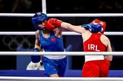 30 July 2024; Jennifer Lehane of Team Ireland, right, in action against Yuan Chang of Team China during their women's -54kg round of 16 bout at the North Paris Arena during the 2024 Paris Summer Olympic Games in Paris, France. Photo by David Fitzgerald/Sportsfile