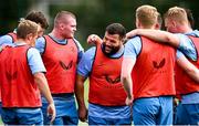 31 July 2024; Jack Boyle and Rabah Slimani during a Leinster rugby training session at UCD in Dublin. Photo by Ramsey Cardy/Sportsfile