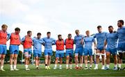 31 July 2024; Players huddle following a Leinster rugby training session at UCD in Dublin. Photo by Ramsey Cardy/Sportsfile