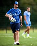 31 July 2024; Assistant coach Tyler Bleyendaal during a Leinster rugby training session at UCD in Dublin. Photo by Ramsey Cardy/Sportsfile