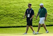 30 July 2024; Shane Lowry of Team Ireland with golf coach Brian Moran during a practice round ahead of the men's golf singles at Le Golf National during the 2024 Paris Summer Olympic Games in Paris, France. Photo by Brendan Moran/Sportsfile