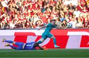 30 July 2024; Aaron Greene of Shamrock Rovers shoots to score his side's first goal during the UEFA Champions League Second Qualifying Round second leg match between Sparta Prague and Shamrock Rovers at Letná Stadium in Prague, Czechia. Photo by Pavel Lebeda/Sportsfile