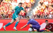 30 July 2024; Neil Farrugia of Shamrock Rovers has a shot on goal during the UEFA Champions League Second Qualifying Round second leg match between Sparta Prague and Shamrock Rovers at Letná Stadium in Prague, Czechia. Photo by Pavel Lebeda/Sportsfile