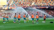 30 July 2024; Shamrock Rovers players warm up before the UEFA Champions League Second Qualifying Round second leg match between Sparta Prague and Shamrock Rovers at Letná Stadium in Prague, Czechia. Photo by Pavel Lebeda/Sportsfile