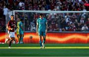30 July 2024; Neil Farrugia of Shamrock Rovers reacts after their side conceded a second goal during the UEFA Champions League Second Qualifying Round second leg match between Sparta Prague and Shamrock Rovers at Letná Stadium in Prague, Czechia. Photo by Pavel Lebeda/Sportsfile