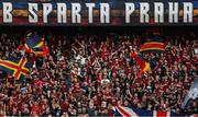 30 July 2024; Sparta Prague supporters celebrate after Asger Sørensen scoring his side's third goal during the UEFA Champions League Second Qualifying Round second leg match between Sparta Prague and Shamrock Rovers at Letná Stadium in Prague, Czechia. Photo by Pavel Lebeda/Sportsfile