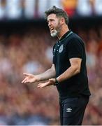 30 July 2024; Shamrock Rovers manager Stephen Bradley reacts during the UEFA Champions League Second Qualifying Round second leg match between Sparta Prague and Shamrock Rovers at Letná Stadium in Prague, Czechia. Photo by Pavel Lebeda/Sportsfile