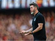 30 July 2024; Shamrock Rovers manager Stephen Bradley reacts during the UEFA Champions League Second Qualifying Round second leg match between Sparta Prague and Shamrock Rovers at Letná Stadium in Prague, Czechia. Photo by Pavel Lebeda/Sportsfile