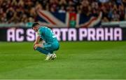 30 July 2024; Josh Honohan of Shamrock Rovers after their side's defeat in the UEFA Champions League Second Qualifying Round second leg match between Sparta Prague and Shamrock Rovers at Letná Stadium in Prague, Czechia. Photo by Pavel Lebeda/Sportsfile