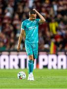 30 July 2024; Graham Burke of Shamrock Rovers reacts after their side's defeat in the UEFA Champions League Second Qualifying Round second leg match between Sparta Prague and Shamrock Rovers at Letná Stadium in Prague, Czechia. Photo by Pavel Lebeda/Sportsfile