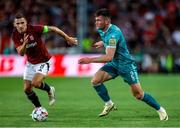 30 July 2024; Josh Honohan of Shamrock Rovers in action against David Pavelka of Sparta Prague during the UEFA Champions League Second Qualifying Round second leg match between Sparta Prague and Shamrock Rovers at Letná Stadium in Prague, Czechia. Photo by Pavel Lebeda/Sportsfile