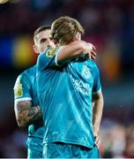 30 July 2024; Daniel Cleary of Shamrock Rovers after their side's defeat in the UEFA Champions League Second Qualifying Round second leg match between Sparta Prague and Shamrock Rovers at Letná Stadium in Prague, Czechia. Photo by Pavel Lebeda/Sportsfile