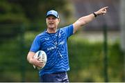 31 July 2024; Assistant coach Tyler Bleyendaal during a Leinster rugby training session at UCD in Dublin. Photo by Ramsey Cardy/Sportsfile