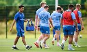 31 July 2024; Physiotherapy Intern Brendan Ho during a Leinster rugby training session at UCD in Dublin. Photo by Ramsey Cardy/Sportsfile