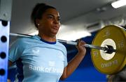 30 July 2024; Eimear Corri during Leinster rugby women's season launch at Energia Park in Dublin. Photo by Shauna Clinton/Sportsfile