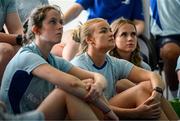30 July 2024; Erin McConnell, centre, during Leinster rugby women's season launch at Energia Park in Dublin. Photo by Shauna Clinton/Sportsfile