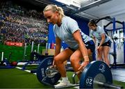 30 July 2024; Emma Tilly during Leinster rugby women's season launch at Energia Park in Dublin. Photo by Shauna Clinton/Sportsfile