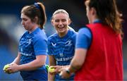30 July 2024; Emma Tilly, centre, during Leinster rugby women's season launch at Energia Park in Dublin. Photo by Shauna Clinton/Sportsfile