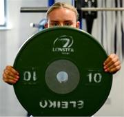 30 July 2024; Emma Tilly during Leinster rugby women's season launch at Energia Park in Dublin. Photo by Shauna Clinton/Sportsfile
