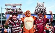 28 July 2024; Galway supporters Michael Coleman, left, and his brother Philip Coleman, from Ballygar, with Armagh supporter Damian McCullough, from Camlough, Armagh before the GAA Football All-Ireland Senior Championship Final match between Armagh and Galway at Croke Park in Dublin. Photo by Piaras Ó Mídheach/Sportsfile