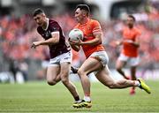 28 July 2024; Oisin Conaty of Armagh in action against Johnny Heaney of Galway during the GAA Football All-Ireland Senior Championship Final match between Armagh and Galway at Croke Park in Dublin. Photo by Piaras Ó Mídheach/Sportsfile