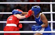 31 July 2024; Michel Davina of Team France, right, and Baison Manikon of Team Thailand during their women's 75kg preliminary round of 16 bout at the North Paris Arena during the 2024 Paris Summer Olympic Games in Paris, France. Photo by Stephen McCarthy/Sportsfile